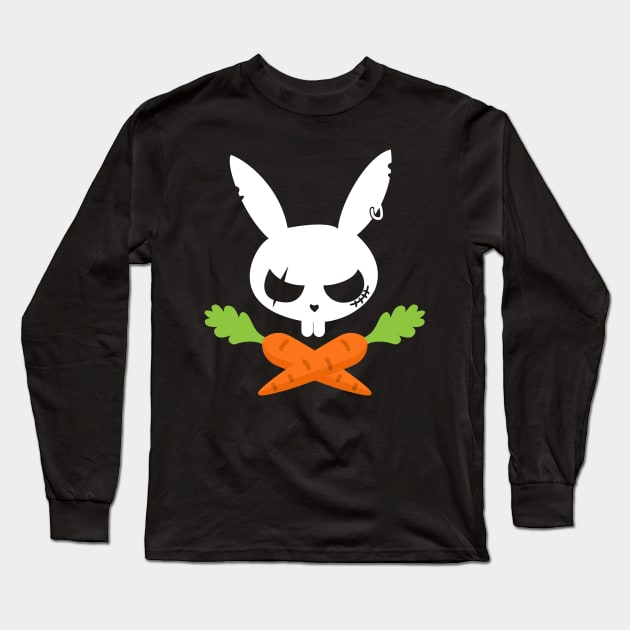 Bunny Rabbit Pirate Skull _ Carrot Bones Funny Easter Long Sleeve T-Shirt by danielsho90